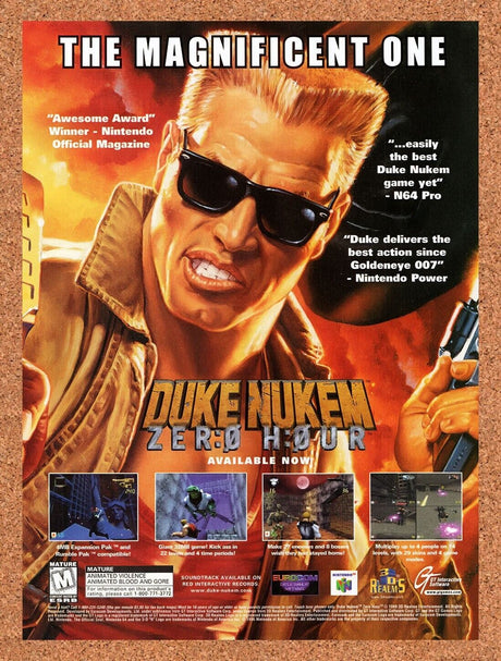 1999 Duke Nukem Zero Hour N64 Original Advertisement / Retro Wall Art v1