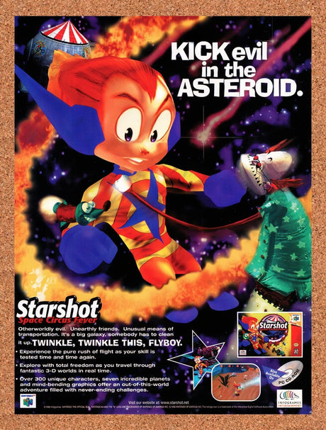 1999 Starshot Space Circus Fever N64 Original Advertisement / Retro Promo v1