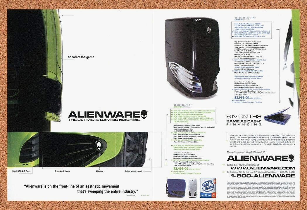 Alienware Gaming PC Original 2005 Print Ad Authentic Video Game Retro Tech Promo