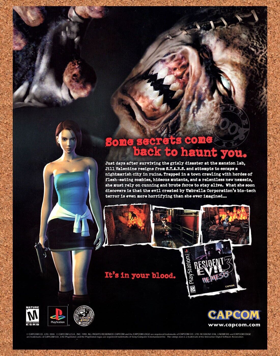 Resident Evil 3 Nemesis Original 2001 Vintage Ad - Capcom Video Game Promo