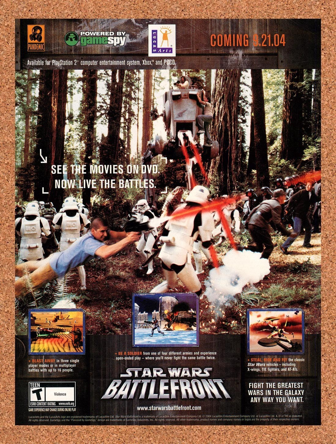 2004 Star Wars Battlefront 1 Xbox Original Advertisement / Retro Promo v3