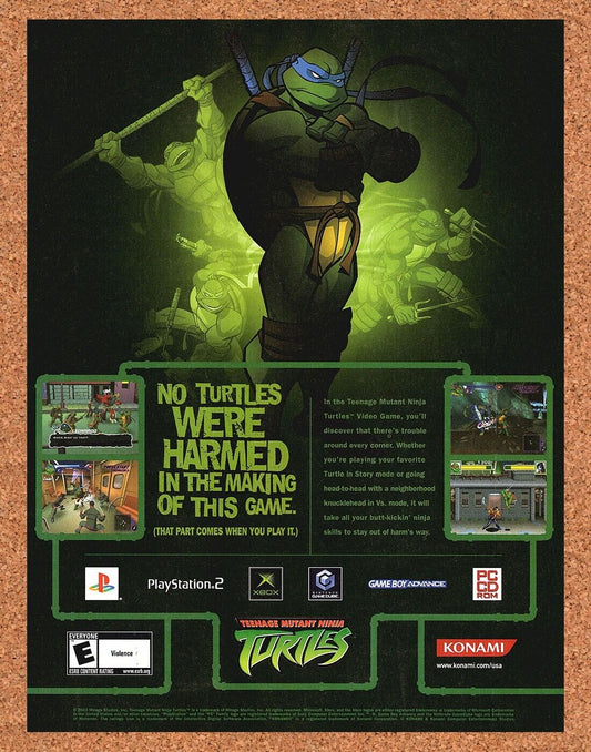 TMNT Ninja Turtles PS2 Original 2002 Ad Authentic Konami Video Game Art Promo