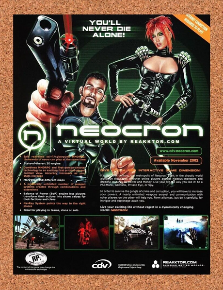Neocron PC Original 2004 Ad Authentic Virtual Online MMO Video Game Promo