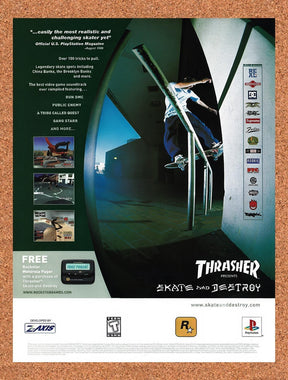 2000 Thrasher Skate And Destroy PS1 Original Advertisement / Retro Promo v3