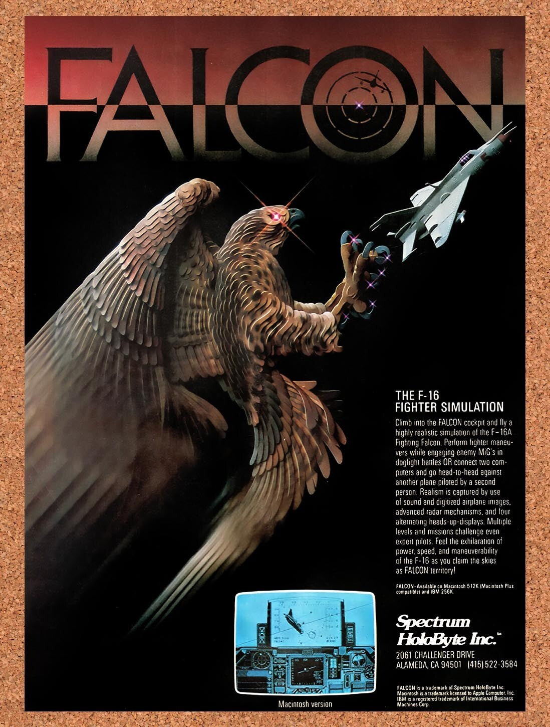 1987 Falcon MS-DOS Original Advertisement / Retro Wall Art v1