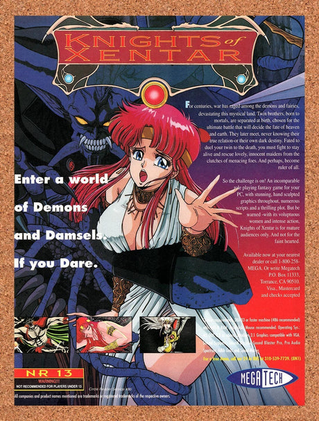 1995 Knights Of Xentar MS-DOS Erotic RPG Original Ad / Retro Wall Art v1