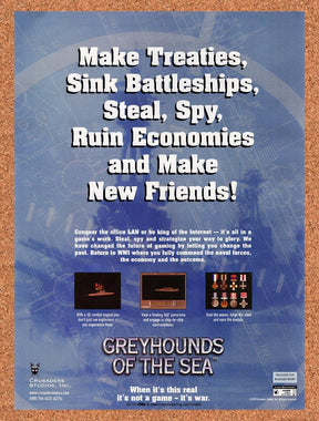 1998 Greyhounds Of The Sea PC Original Advertisement / Retro Promo v1