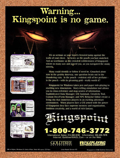 Kingspoint PC Original 1995 Vintage Ad - Video Game Promo