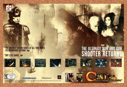 Contra Shattered Soldier PS2 Original 2002 Vintage Ad - Video Game Promo