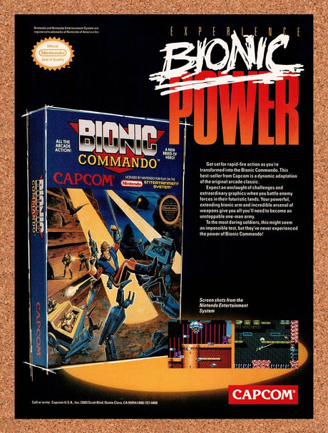 1989 Bionic Commando NES Original Advertisement / Retro Promo v2