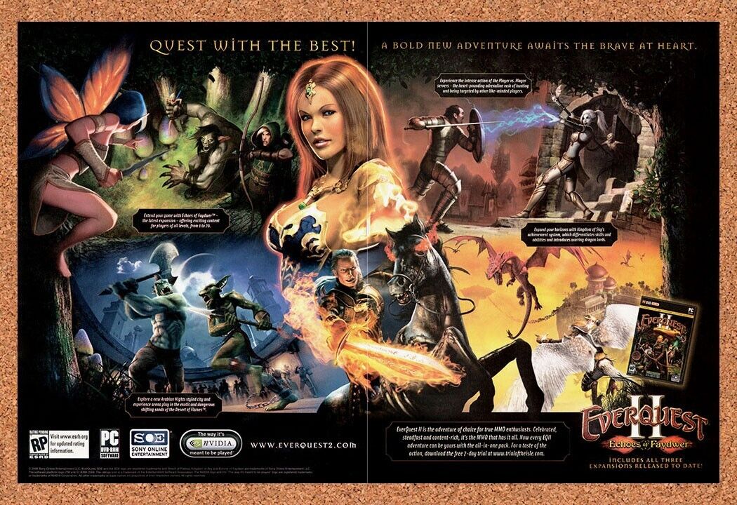 Original 2005 EverQuest 2 Echoes Of Faydwer PC Vintage Ad - Video Game Promo