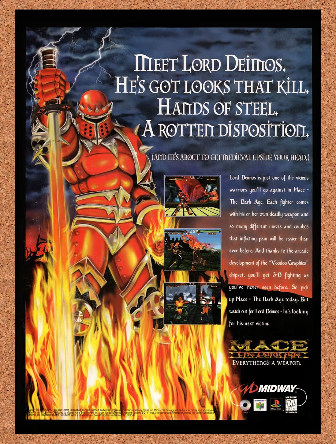 1998 Mace The Dark Age N64 Original Advertisement / Retro Promo v1