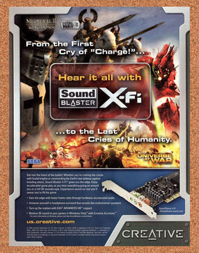 Universe At War PC Original 2007 Vintage Ad - Sound Blaster X-Fi Game Promo