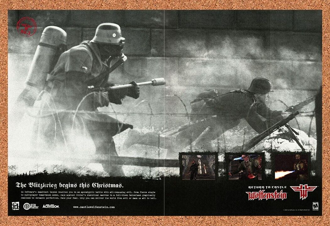 Wolfenstein PC Original 2002 Ad Authentic id Christmas Release Video Game Promo