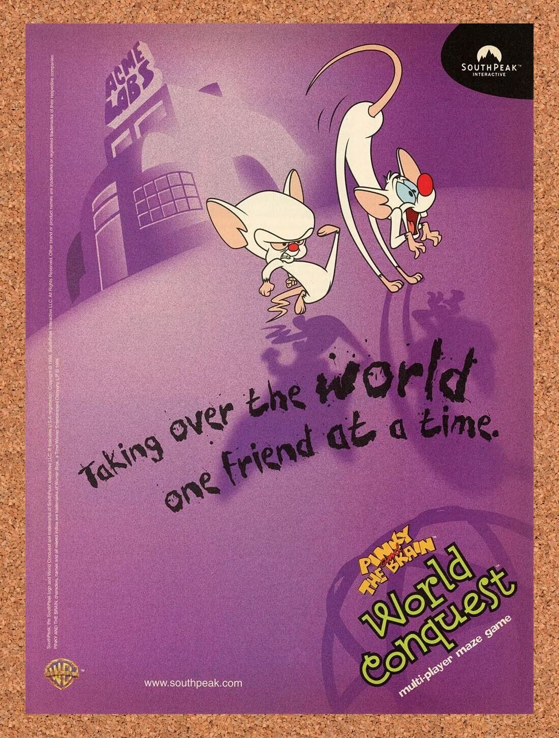 Pinky And The Brain World Conquest PC Original 2000 Ad Authentic Game Promo v1