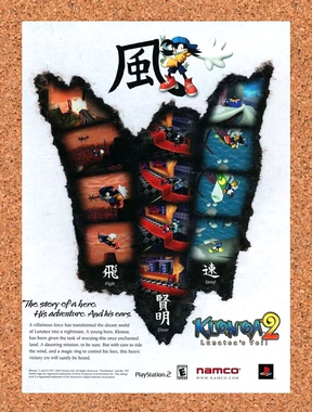 Klonoa 2 PS2 Original 1998 Ad Authentic PlayStation Video Game Promo
