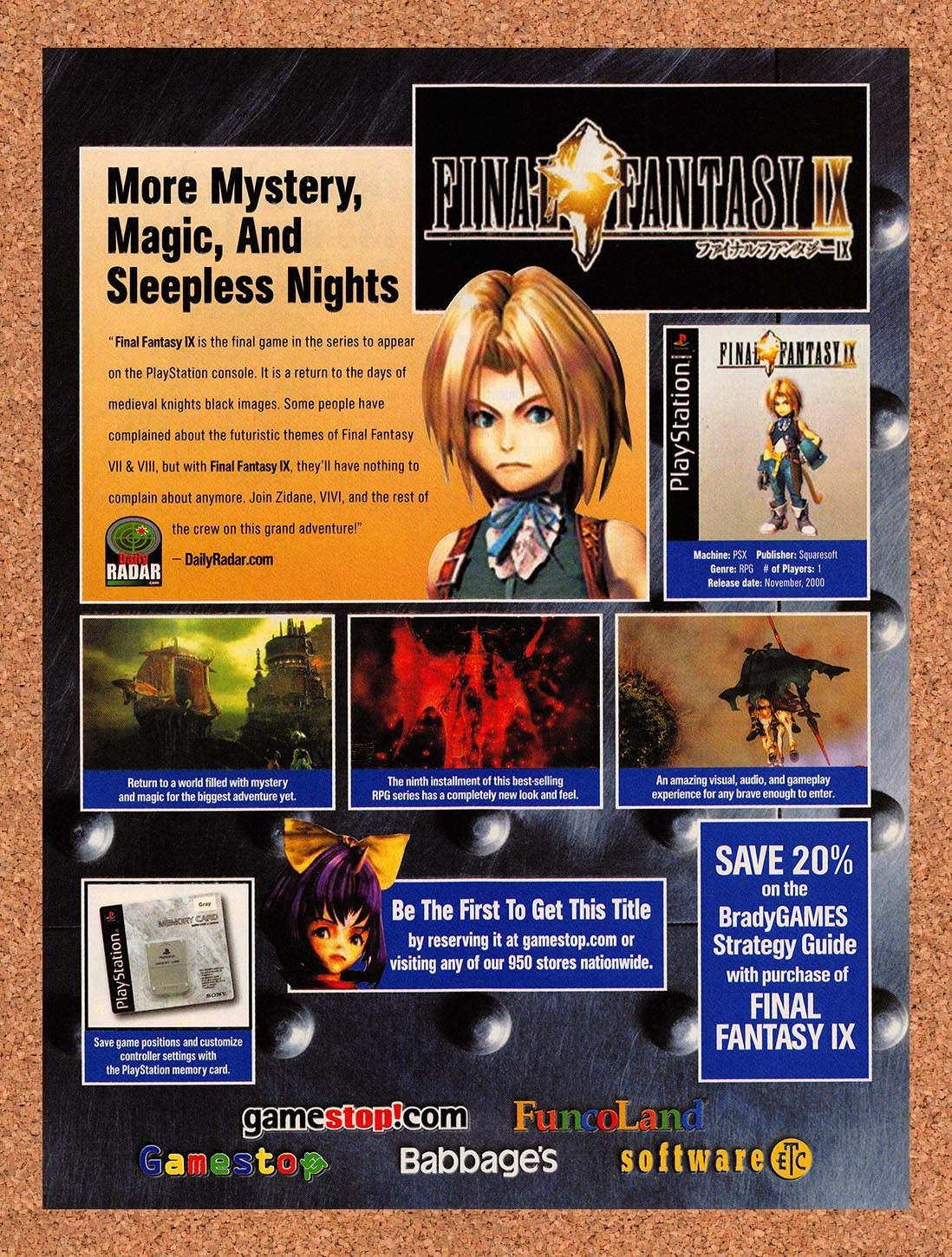 2000 Final Fantasy IX FuncoLand Original Advertisement / Retro Promo v7