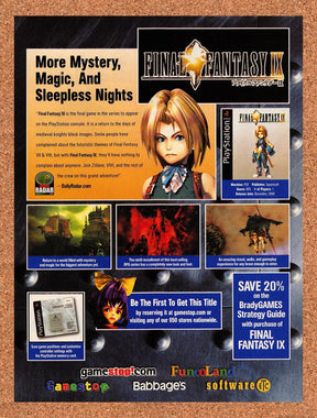2000 Final Fantasy IX FuncoLand Original Advertisement / Retro Promo v7