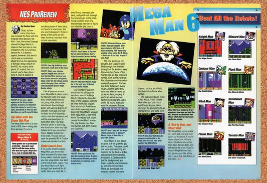 1992 Mega Man 6 Bot List Original Advertisement / Retro Wall Art v2