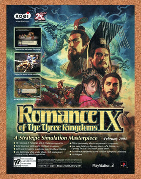 Romance Of The Three Kingdoms IX PS2 Original 2004 Ad Authentic Video Game Promo