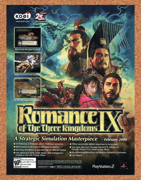 Romance Of The Three Kingdoms IX PS2 Original 2004 Ad Authentic Video Game Promo