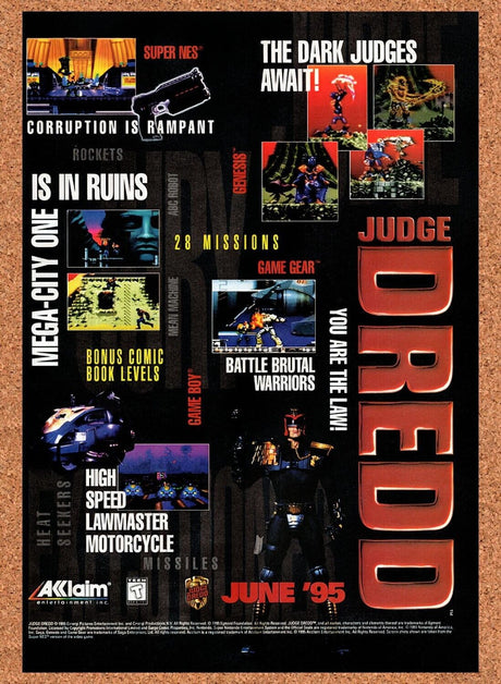 1995 Judge Dredd Genesis Original Advertisement / Retro Wall Art v2