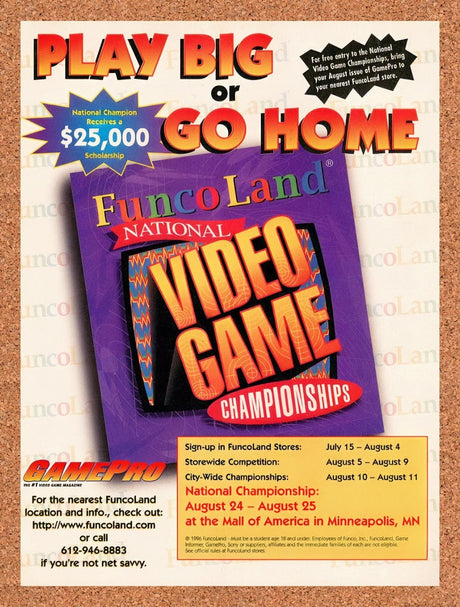 1996 FuncoLand Video Game Championships Mall Of America Original Ad / Promo v1