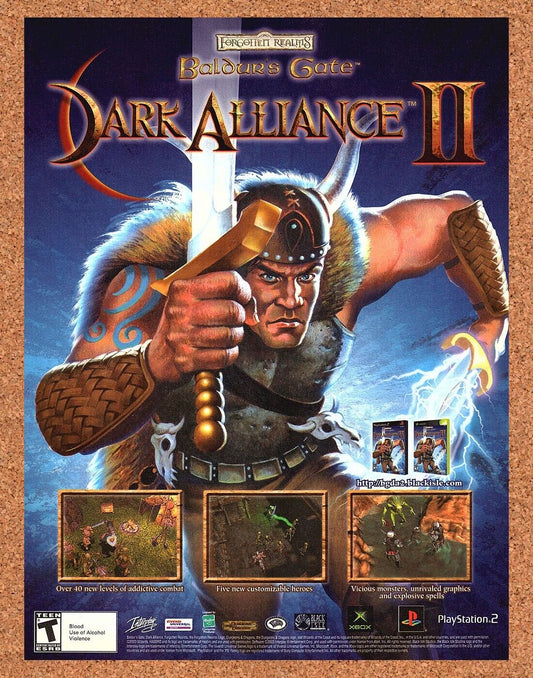 Baldurs Gate Dark Alliance II PS2 Original 2003 Ad Authentic Video Game Promo