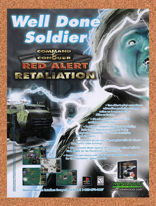 1997 Red Alert Retaliation PS1 Original Advertisement / Retro Wall Art v1