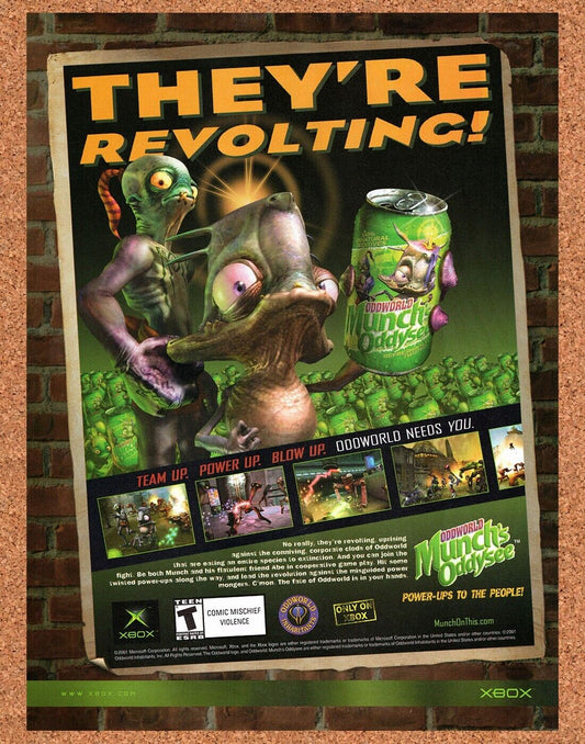 Oddworld Munch's Oddysee Xbox Original 2003 Vintage Ad - Video Game Promo