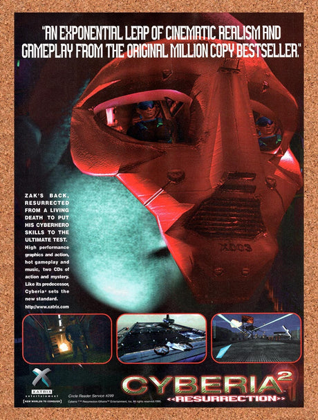 1996 Cyberia 2 Resurrection PC Original Advertisement / Retro Wall Art v1