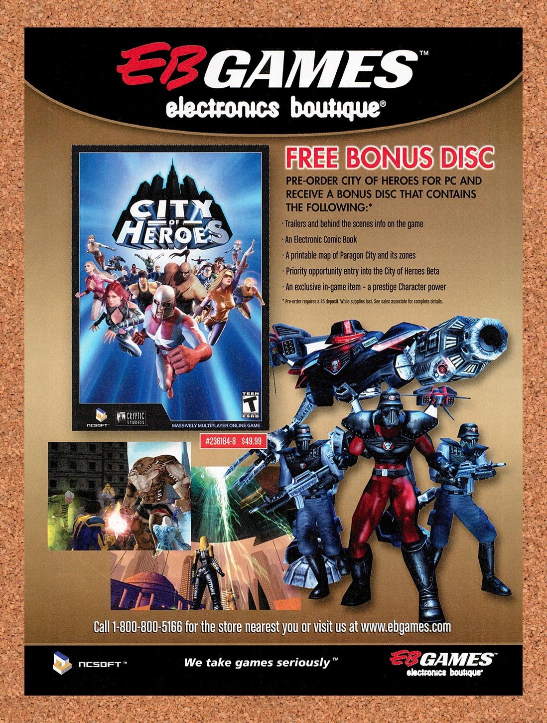 2004 City Of Heroes EB Games Original Advertisement / Retro Promo v7