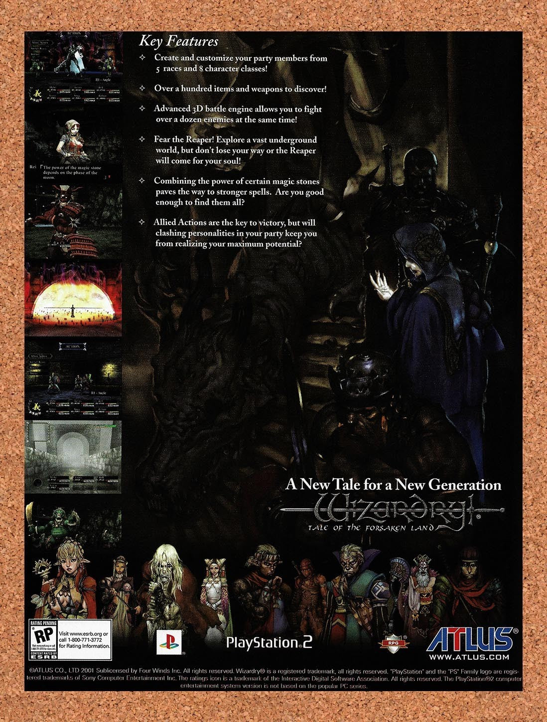 2002 Wizardry Tale Of The Forsaken Land PS2 Original Advertisement / Promo v1
