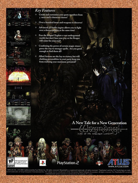 2002 Wizardry Tale Of The Forsaken Land PS2 Original Advertisement / Promo v1