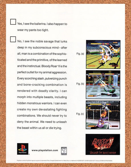 1999 Bloody Roar II PS1 Original Advertisement / Retro Wall Art v1