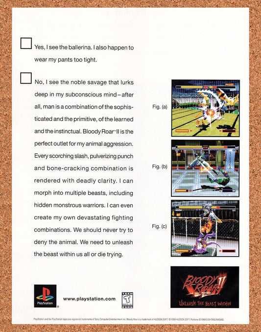 1998 Bloody Roar II PS1 Original Advertisement / Retro Wall Art v1