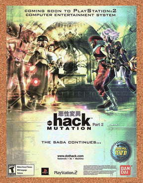 Dot Hack Mutation Part 2 PS2 PS2 Original 2007 Ad Authentic Video Game Promo