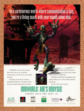 1997 Oddworld Abes Oddysee PS1 Original Advertisement / Retro Promo v11