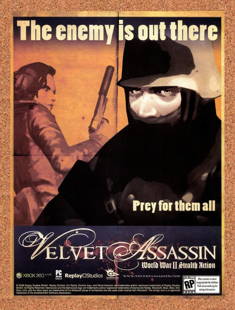 2008 Velvet Assassin World War II Stealth Action PC Original Ad / Promo v5