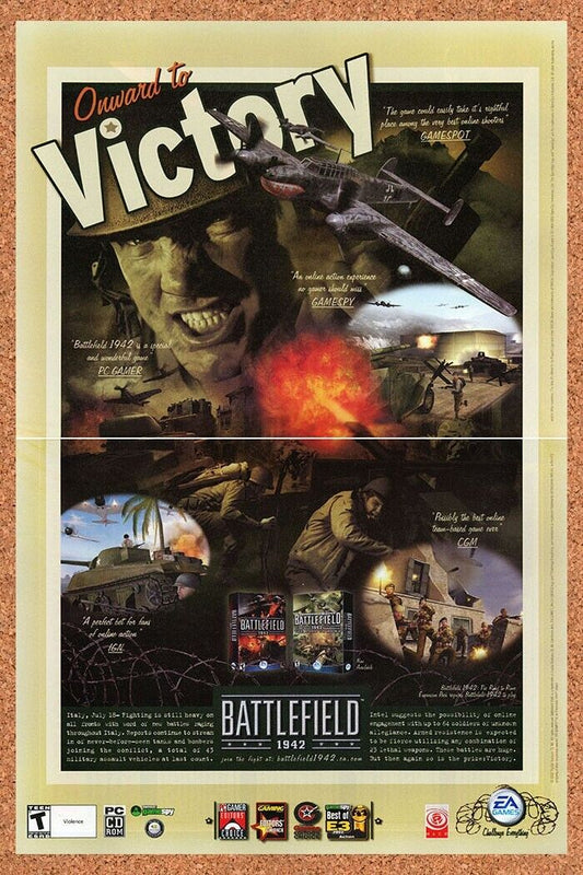 Battlefield 1942 PC Original 2004 Ad Authentic Windows FPS Video Game Promo