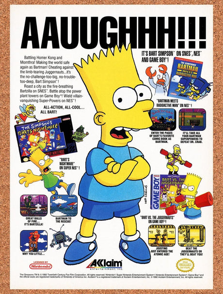 1992 Simpsons Nintendo Games Original Advertisement / Retro Promo v2