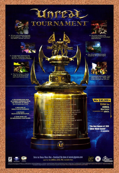 1999 Unreal Tournament Sweepstakes Original Advertisement / Retro Promo v5