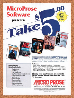 1991 MicroProse PC Games Original Advertisement / Retro Wall Art v6