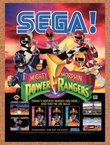 1995 Power Rangers Genesis Original Advertisement / Retro Wall Art v3