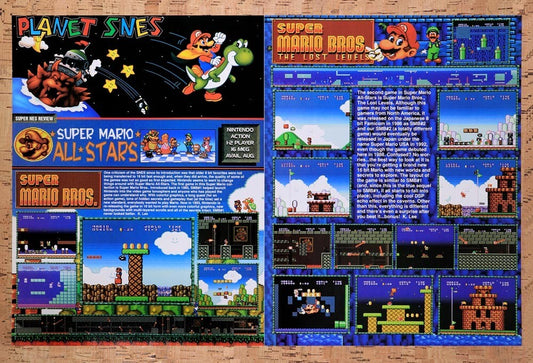 1992 Super Mario All-Stars SNES Original Advertisement / Retro Wall Art v2