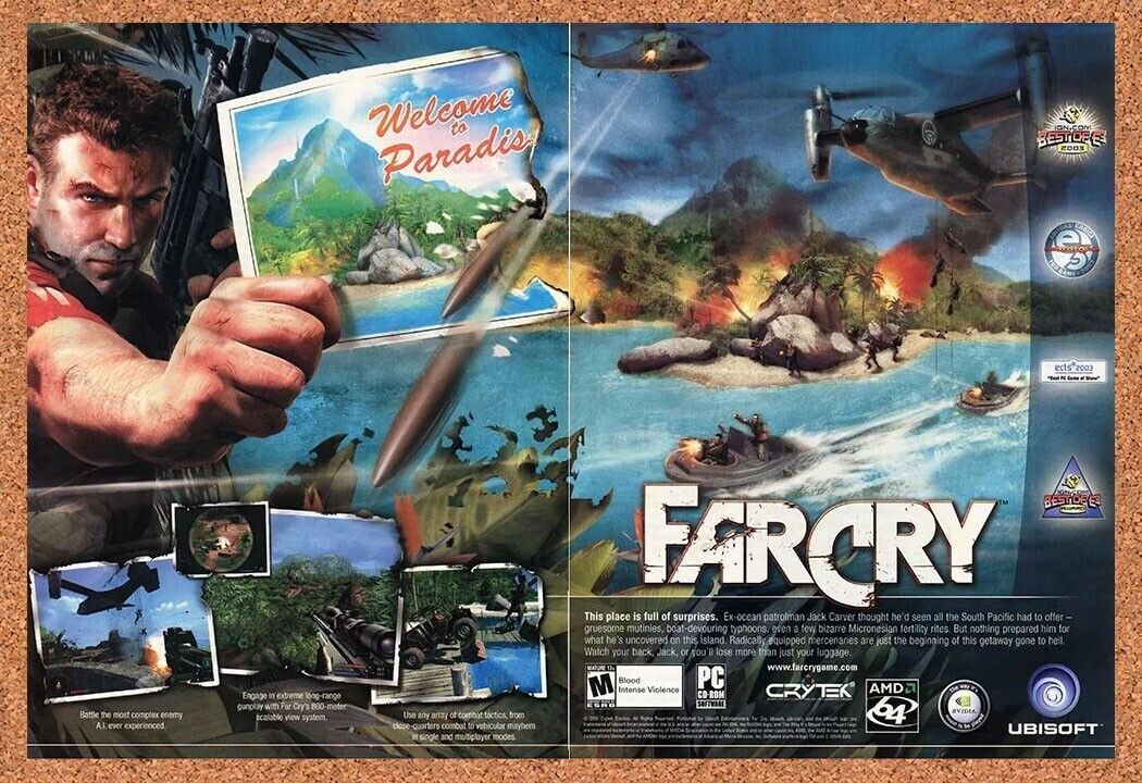 Far Cry PC Original 2005 Ad Authentic UbiSoft Survival FPS Video Game Promo v1