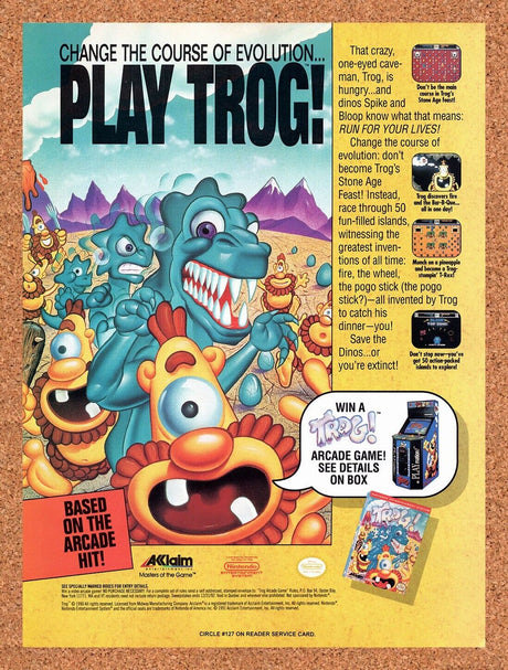 1991 Trog! NES Original Advertisement / Retro Wall Art v1