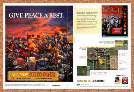 1997 Lords Of The Realm II Siege Pack PC Original Advertisement / Retro Promo v1