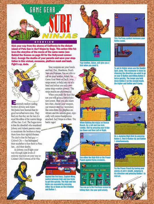 1992 Surf Ninjas Game Gear Original Advertisement / Retro Wall Art v2