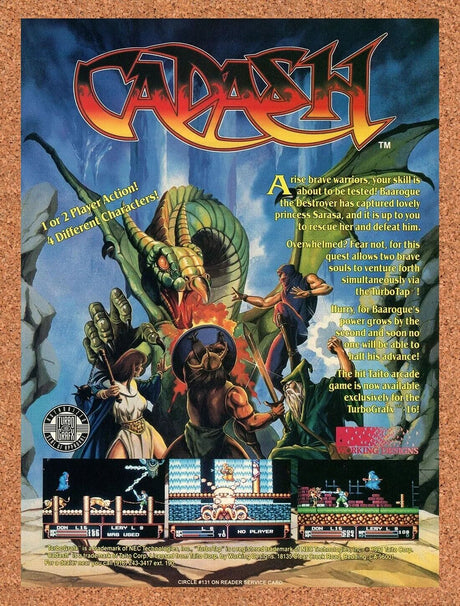 Cadash PC Engine Original 1992 Ad Authentic TurboGrafx Working Designs Promo